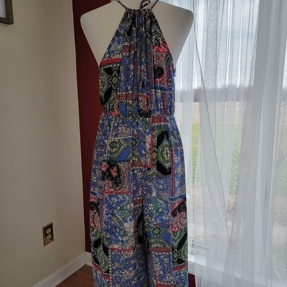 Paisley Multiprint Halter Jumpsuit Size Large EUC - Picture 9 of 10